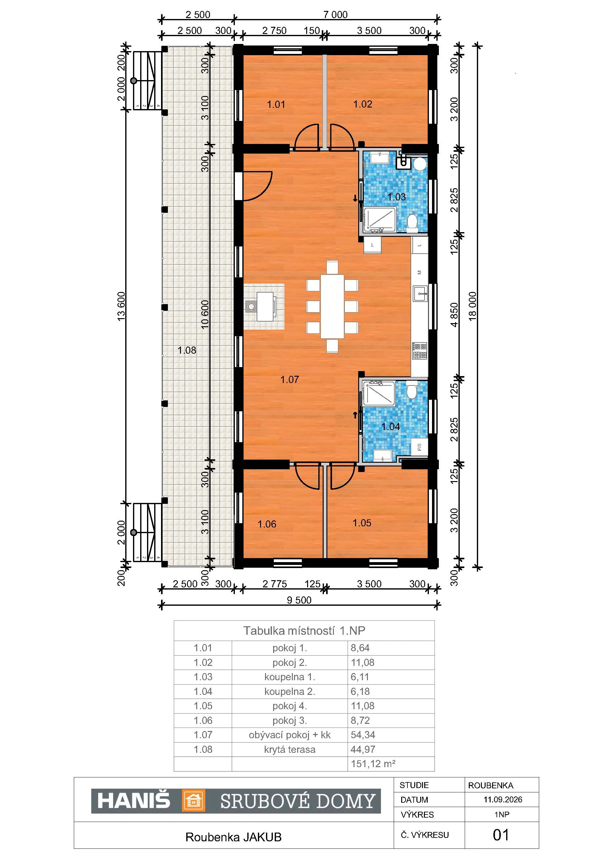 Bungalov Jindra 4 + kk půdorys